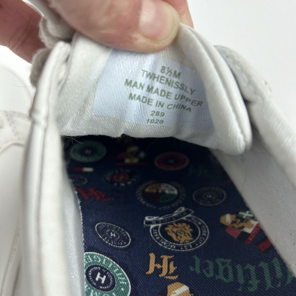 Tommy Hilfiger Henissly 8.5 M Faux Leather Low Top Sneaker White Shoes Logo - Picture 9 of 9